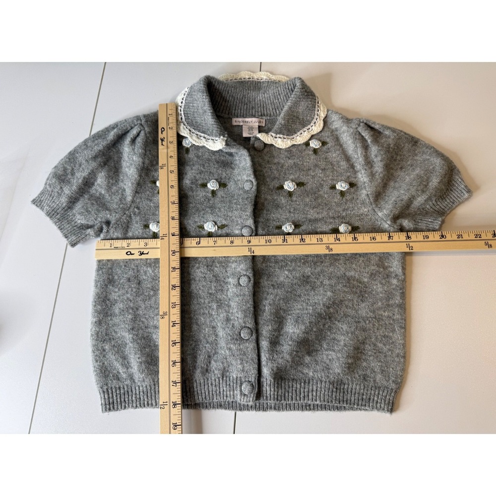 Sincerely Jules Cardigan Womens M Gray Floral Lace Cottagecore Twee Feminine - Picture 6 of 6